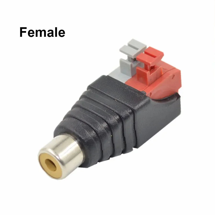 1Pair RCA Audio Plug Socket Pressed Female Male DC Power Plugs Jack Connector Adapter For Coaxial Signal Conversion Tuning Line Qme 20pcs Female