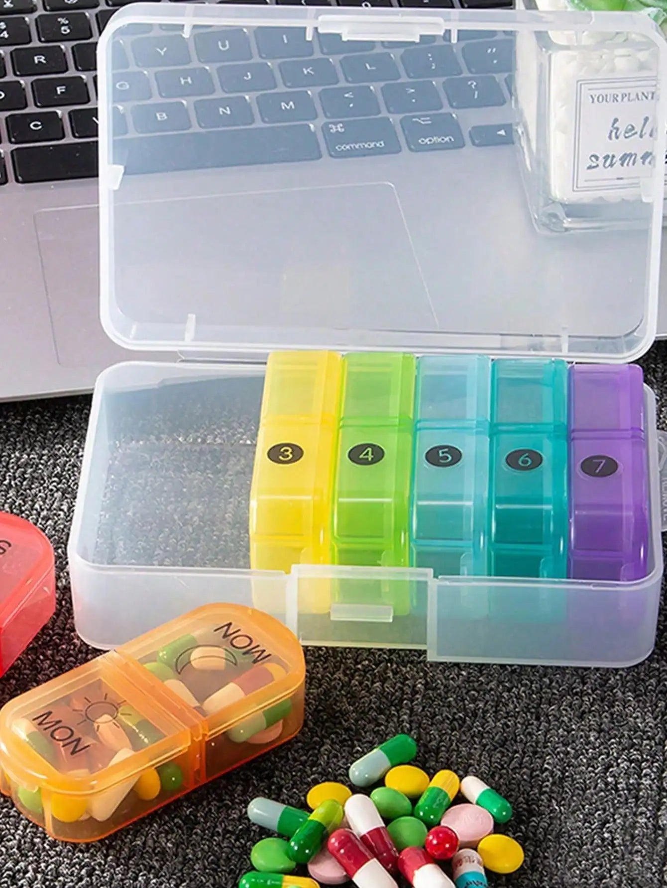 Travel Pill Box Organizer Portable Daily Case Small Weekly Pocket Qme white 1