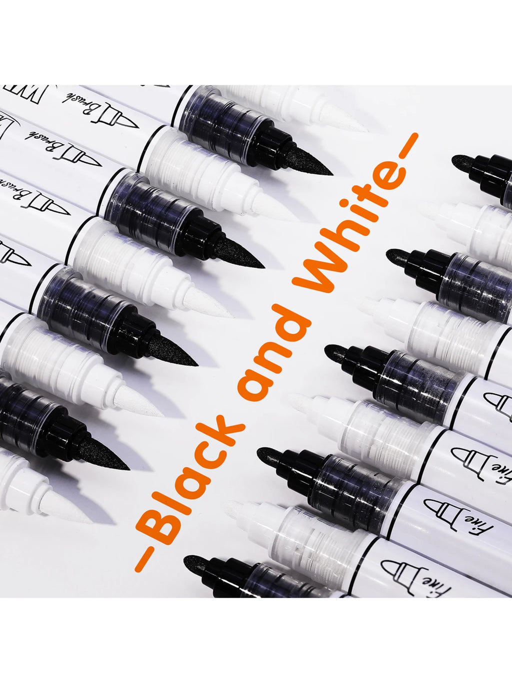 2-6Pcs Black/White Large Capacity Dual Tip Permanent Acrylic Paint Pen for Art Supplies, Fabric Paint, Markers for DIY Art Qme
