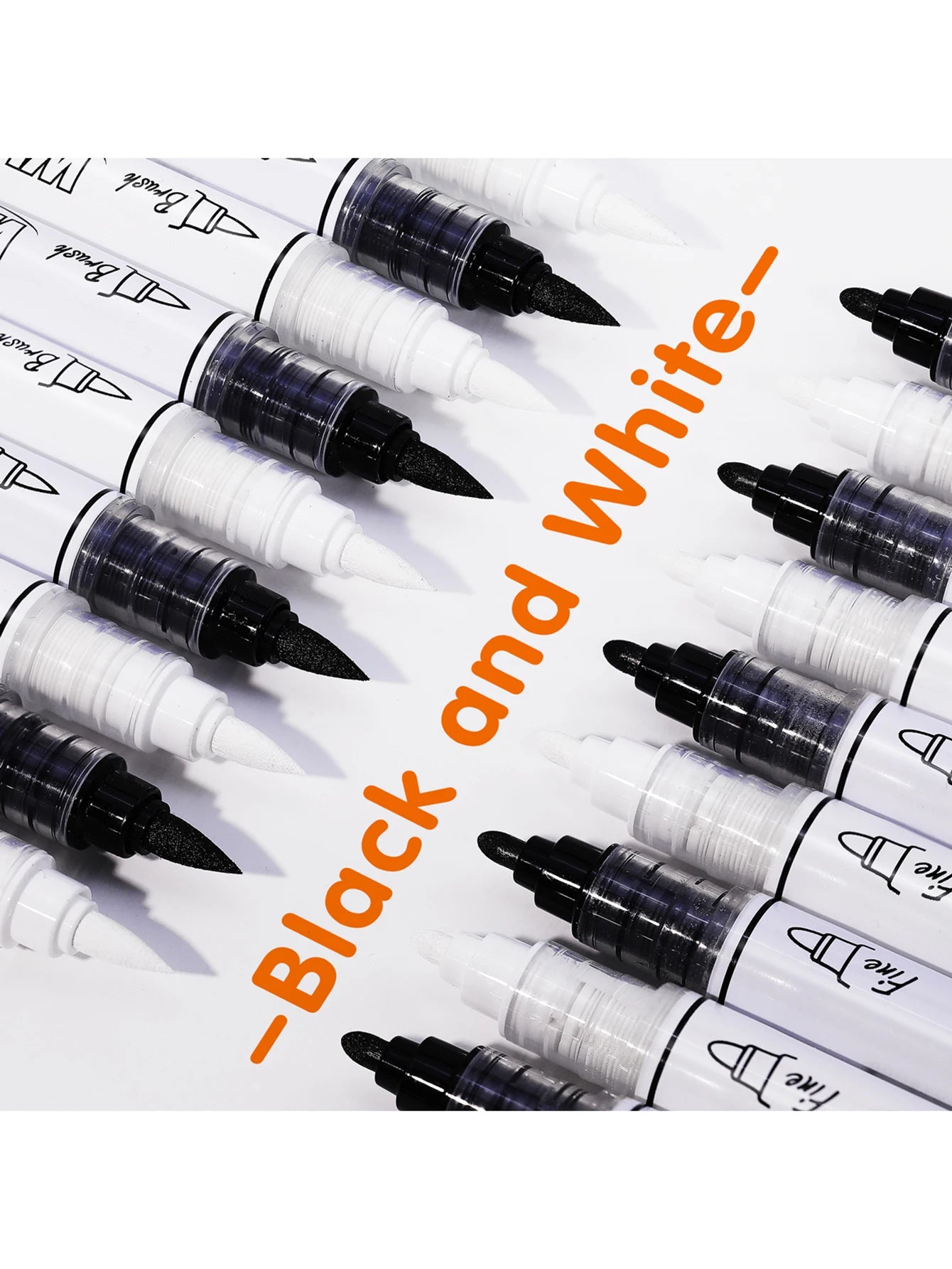 2-6Pcs Black/White Large Capacity Dual Tip Permanent Acrylic Paint Pen for Art Supplies, Fabric Paint, Markers for DIY Art Qme