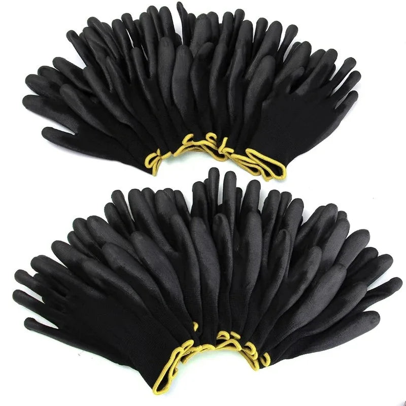 24PCS Black Large Size Thin Close-Fitting Elastic Breathable Anti-Wear 13G Nylon Work Glove Liner for Packaging Work Qme