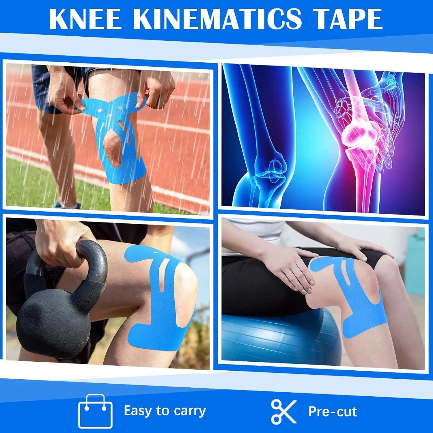 Precut Kinesiology Tape Knees Waterproof Elastic Breathable Knee Qme