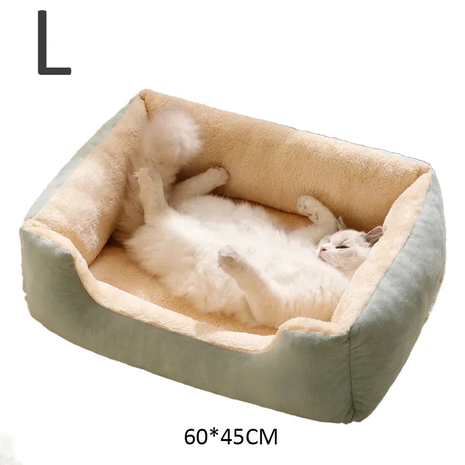 Bed for Cats Pet Products Cushions Kitten Goods Accessories Dog All Houses Supplies Things Accessory Habitats Basket House Beds Qme Green-L
