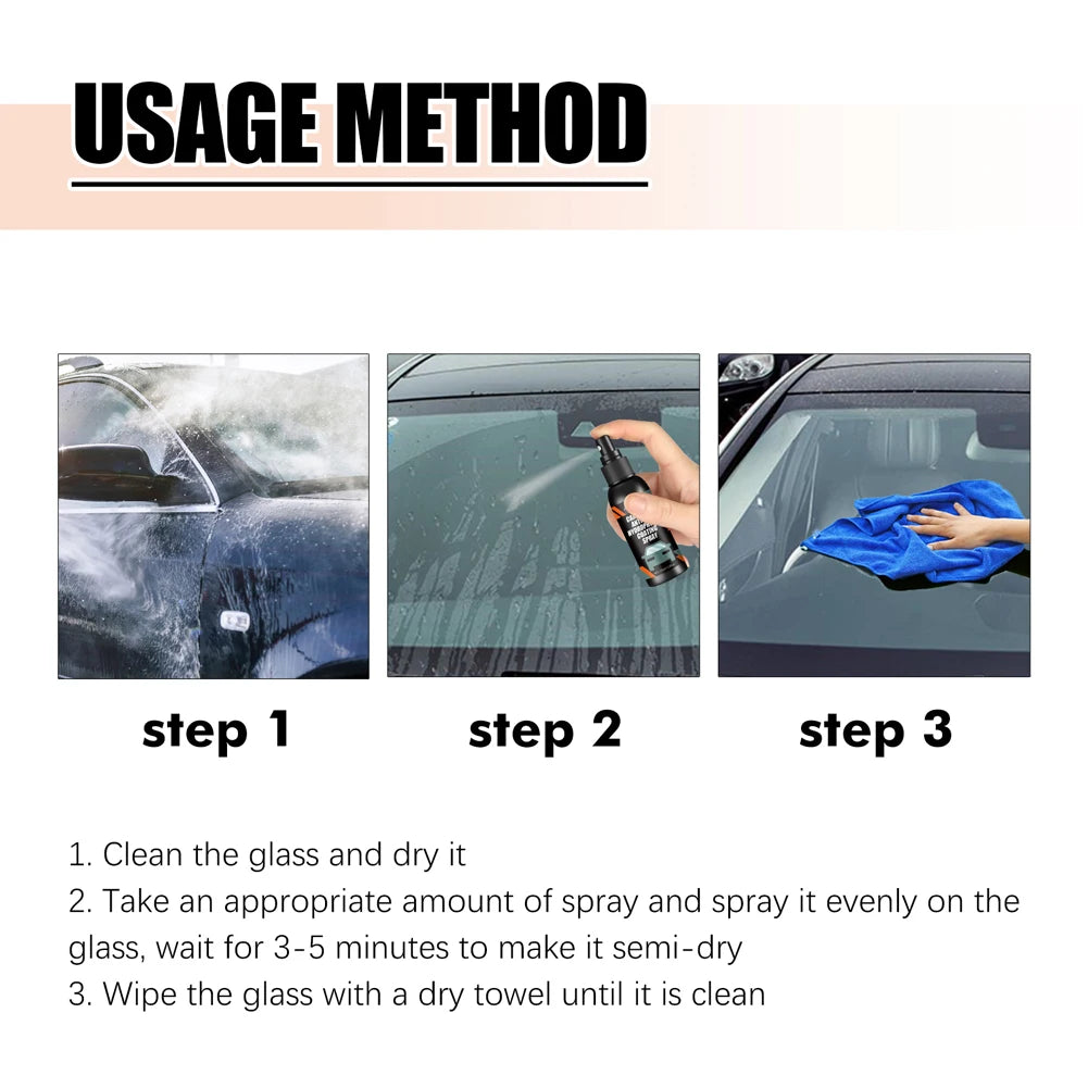 100/200ML Anti-fog Windshield Treatment Spray Anti Rain Coating Windshield Mirror Repellent Car Glass Spray Auto Accessories Qme