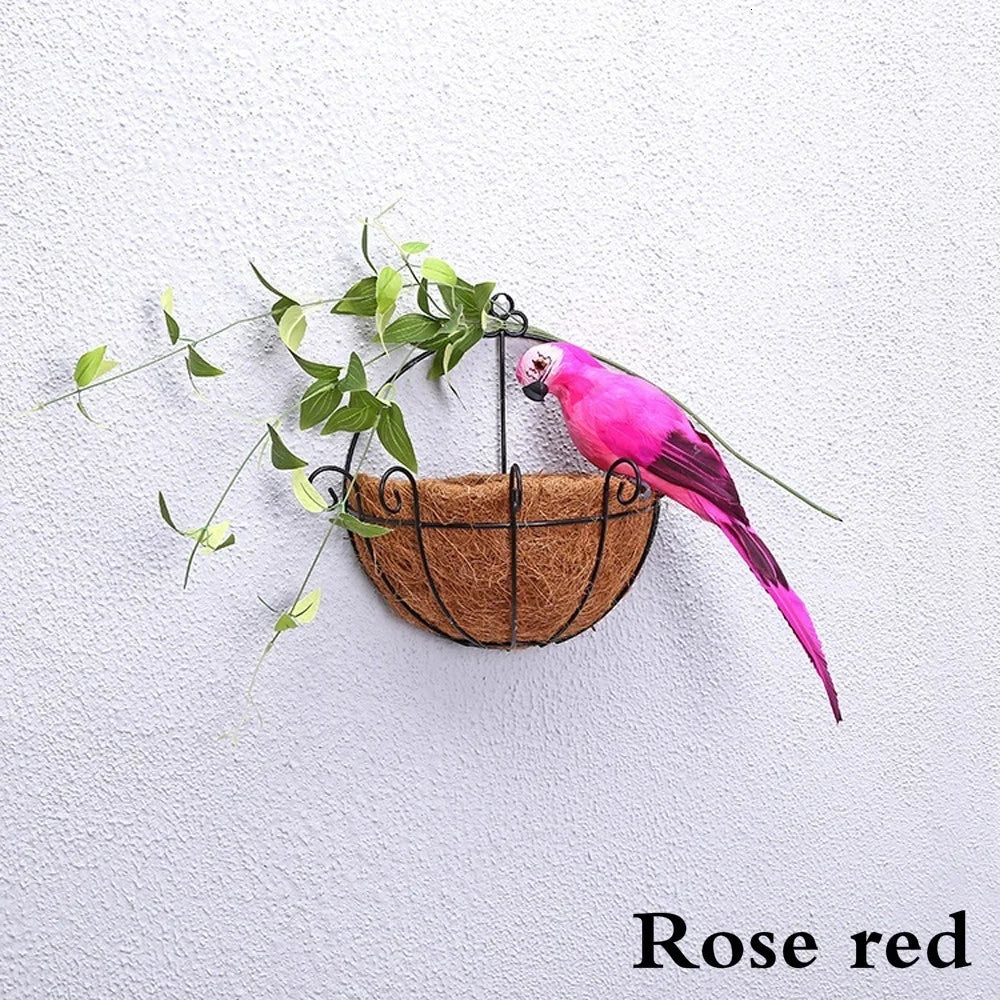 25 Creative Handmade Simulation Parrot Animal Bird Garden Props Qme rosered 25 cm