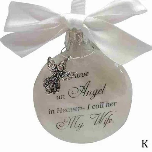 Christmas Tree Balls Commemorate Ornament Feather Ball Angel In Heaven Memorial Ornament Xtmas Tree Hanging In Memory of Mom Dad Qme My Wife 1pcs