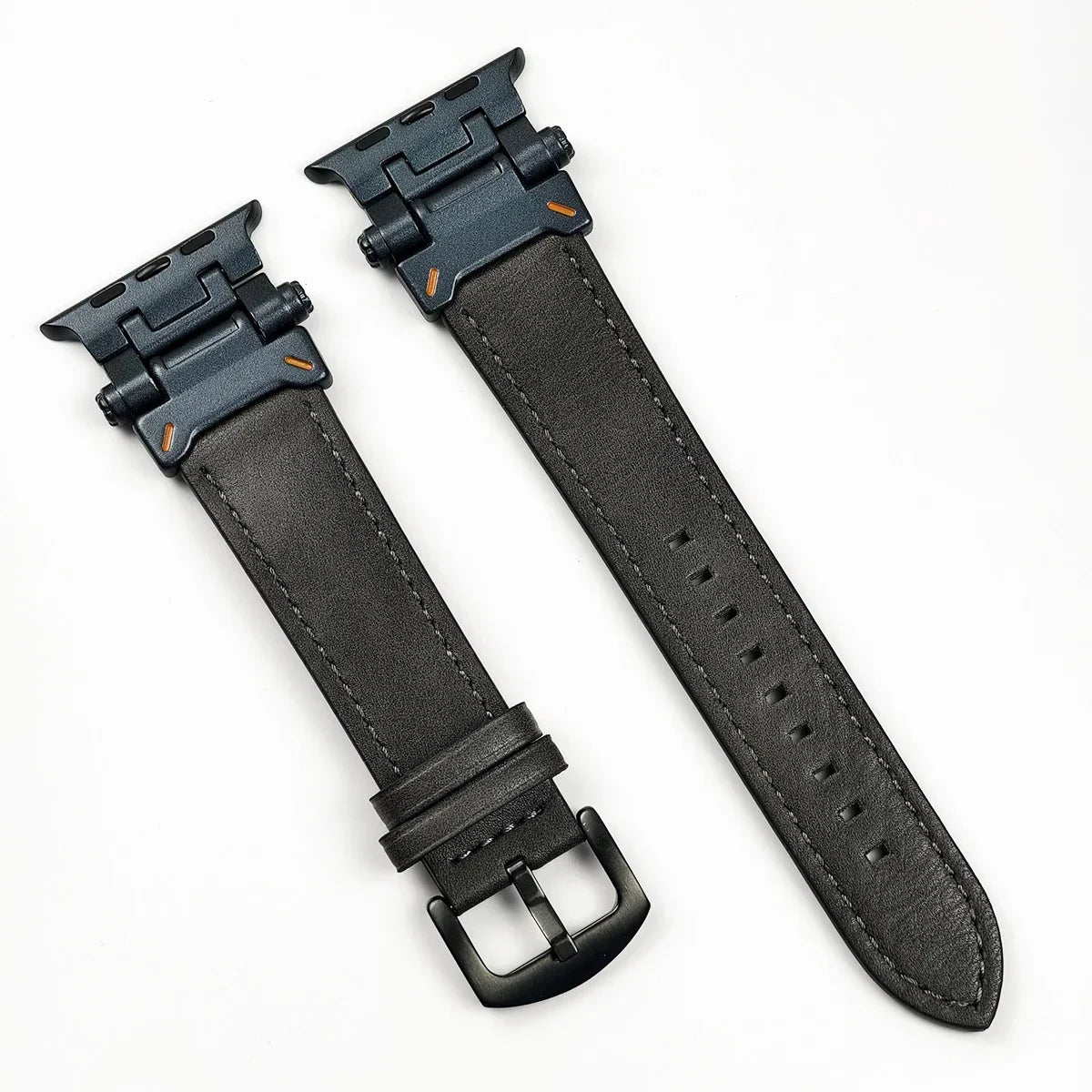 Leather Band for Apple Watch Ultra 2 49mm Men Watchband Strap Correa Bracelet for IWatch series 9 7 8 6 5 4 Se 3 45mm 44mm 42mm Qme Black-Gray 42mm 44mm 45mm 49mm