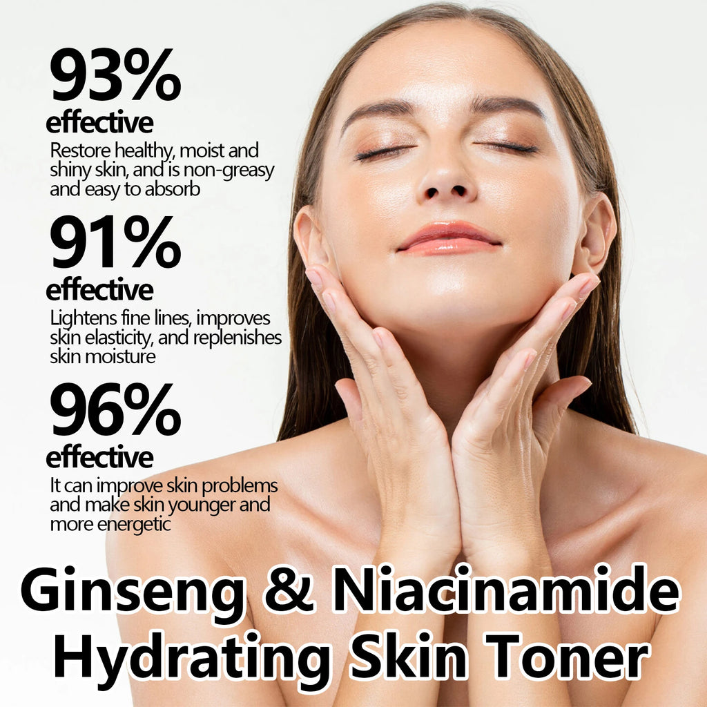 120ml Ginseng Facial Toner Shrink Pore Moisturizing Oil Control Nicotinamide Smoothing Whitening Facial Skin Care Toner Water Qme