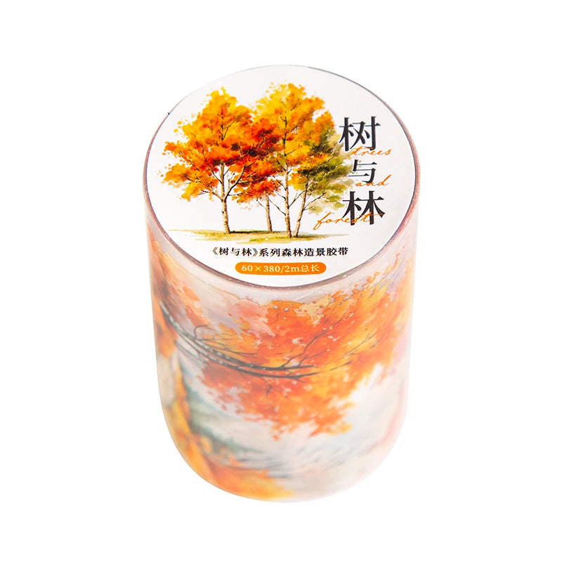 60mm*2m Forest PET Tape Collage Decor Junk Journal DIY Scrapbooking School Stationery Supplies Planner Aesthetics Masking Tapes Qme