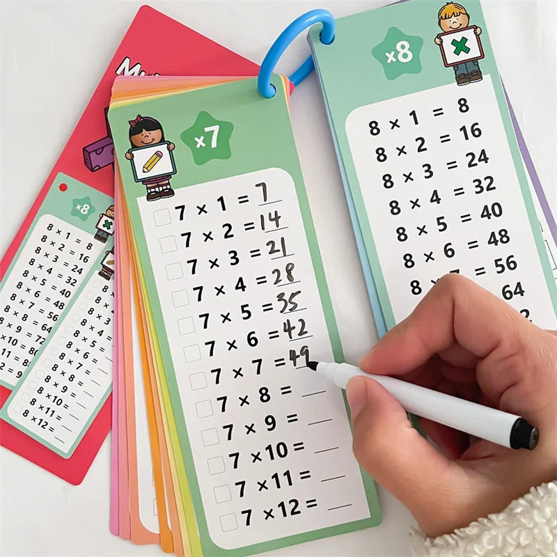 0-12 Multiplication Charts Times Table Cards Self Check Math Learning Qme