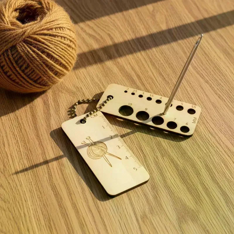 Wooden Knitting Ruler Gauge Locking Stitching Markers Crochet Marker Qme