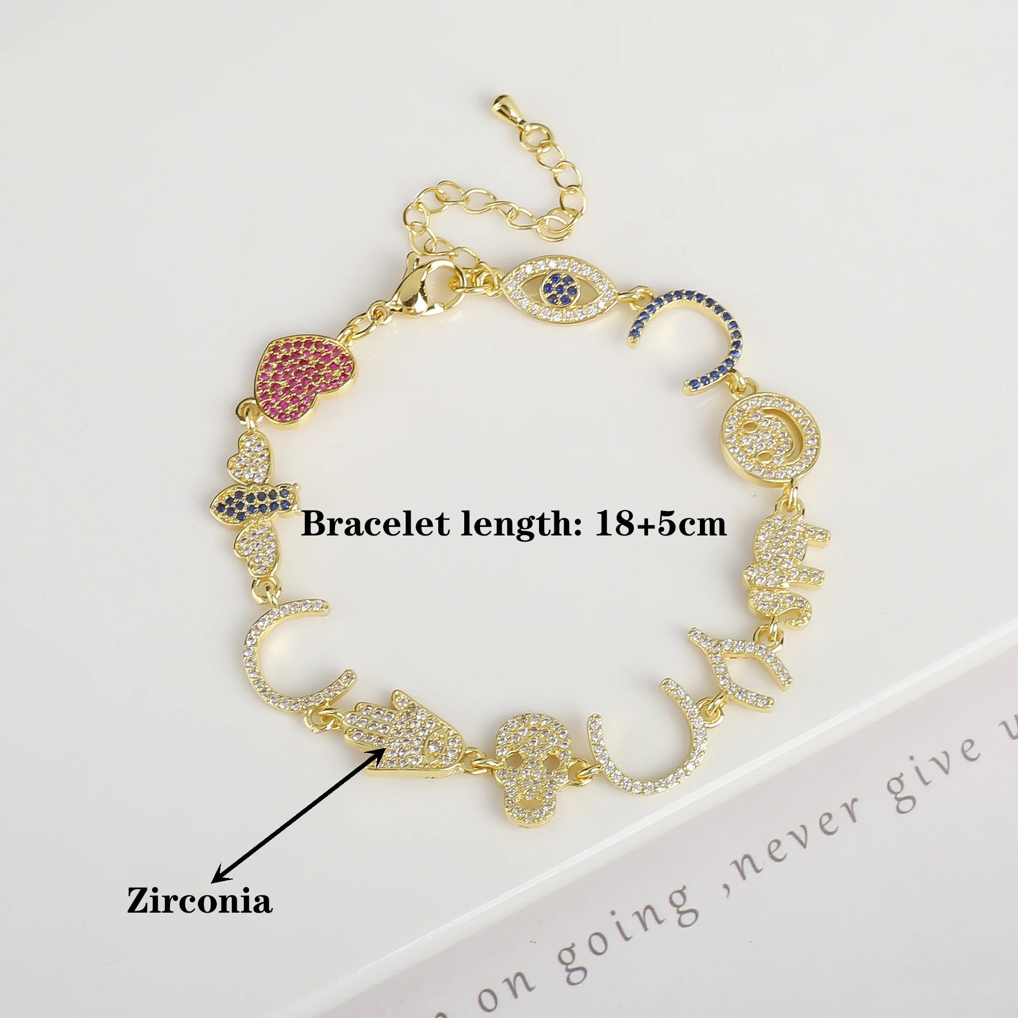 8 Style New Design Hot Sale Zirconia Lips Animal Butterfly Alphabet Combination Bracelet Luxury for Women Party Jewelry Gift Qme