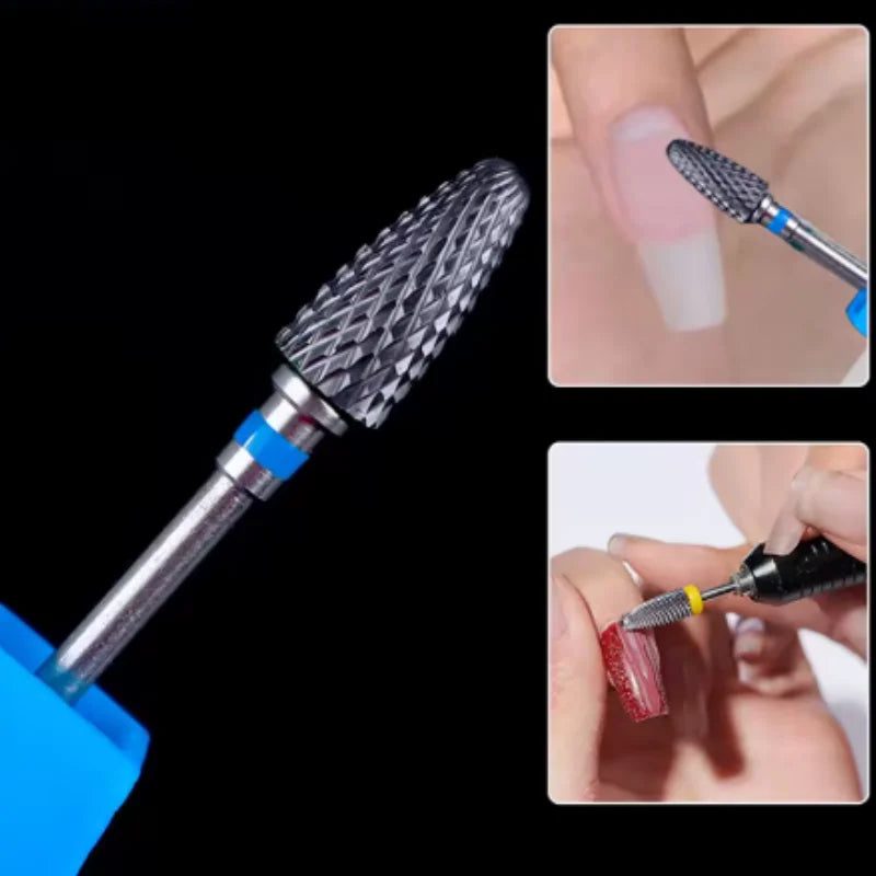 Tungsten Steel for nail Drill Bit Spiral Pattern for nail Buffing Head for Nail Buffing Polishing nail Gel Removal Safe Material Qme