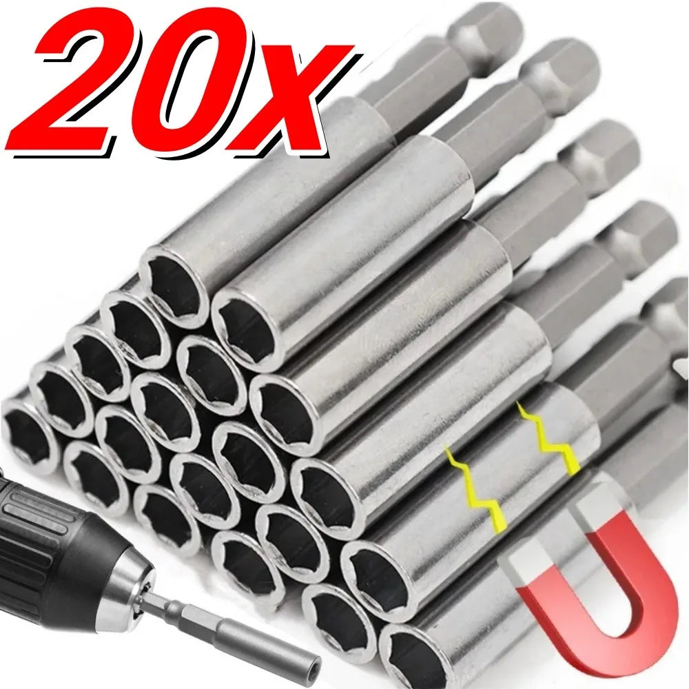 20-1PCS Hex Shank Drill Bit 60MM-150MM Magnetic Screwdriver Extended Link Screwdriver Head Holder Kit Rotary Tool Accessories Qme