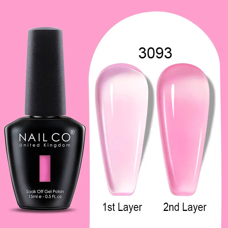 NAILCO Rubber Base Gel Polish Milky Pink Jelly White Beige 6Colors Qme