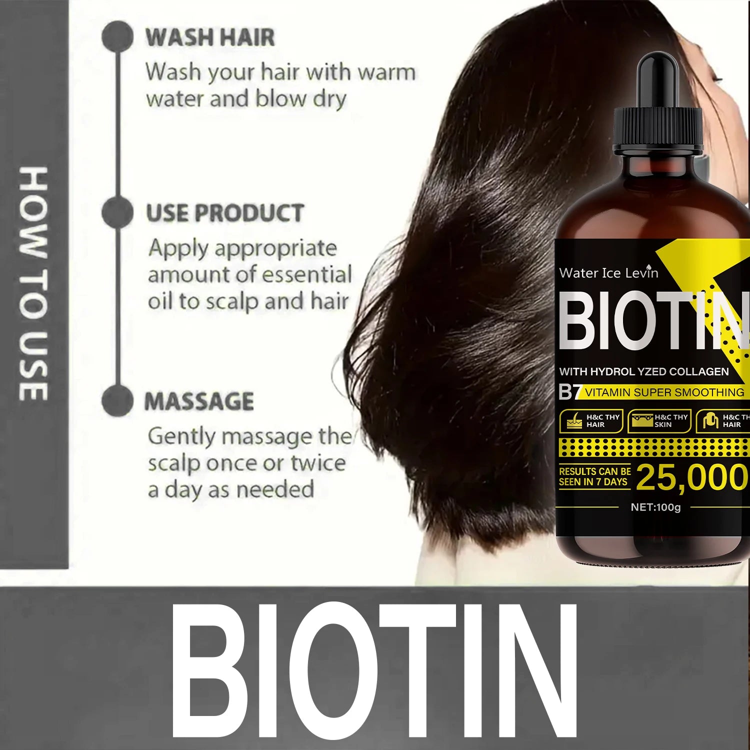 Biotin Hair Oil - Pure Liquid Vitamins for Hair Care, Adds Shine to Hair - Unisex Qme