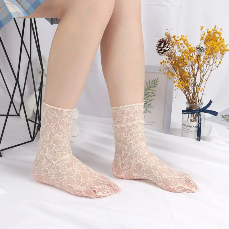 Japanese Kawaii Girls Cute Socks Lolita Sweet Women Mesh Fishnet Thin Qme