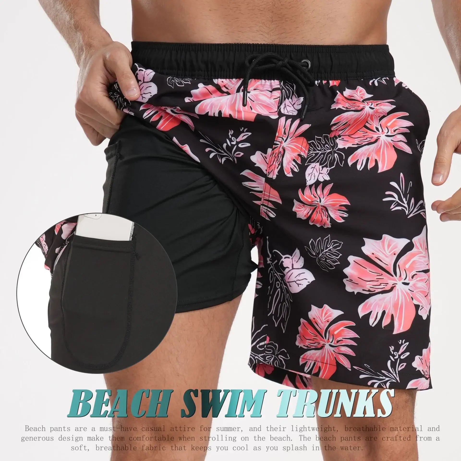 Men's Casual Large Size Beach Pants Corner Milk Silk Inner Street Clothing Breathable Soft Casual Daily Streetwear Short Men Qme