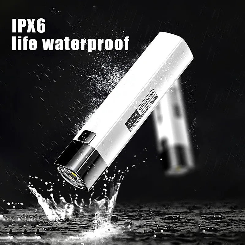Outdoor Hiking Mini Portable Strong Light Small Flashlight USB Qme