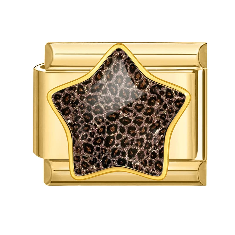 2026 Colorful Blue Rose Leopard Print Stars Zebra Golden Italian Link Fit 9mm Stainless Steel Charms Jewelry DIY Bracelets Gift Qme Style 9
