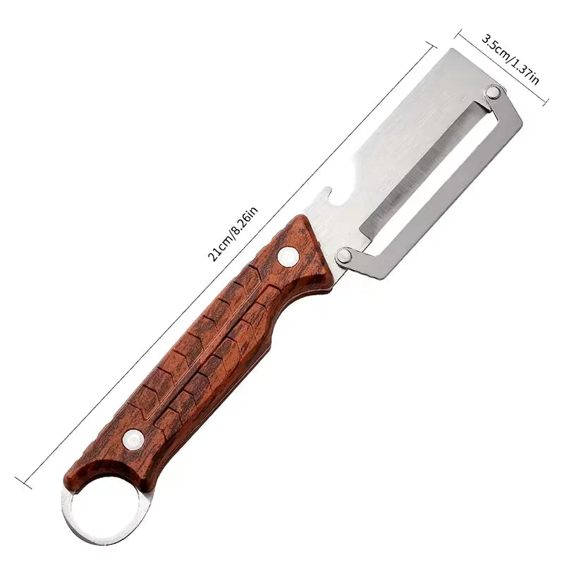 2 In1 Stainless Steel Peeler With Wooden Handle For Peeling And Slicing Fruits And Vegetables | Durable And Smooth Operation Qme