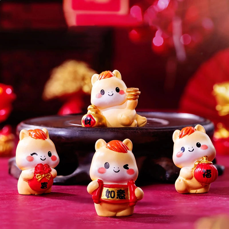 2026 Year Figurines Miniatures Cartoon Lucky Horse Micro Landscape Qme