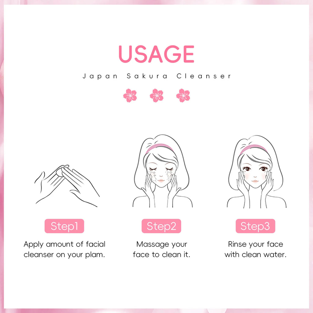 Sakura Facial Cleanser Deep Cleansing Pores Oil Control Moisturizing Brightening Face Wash Gentle For All Skin Types 50g Qme