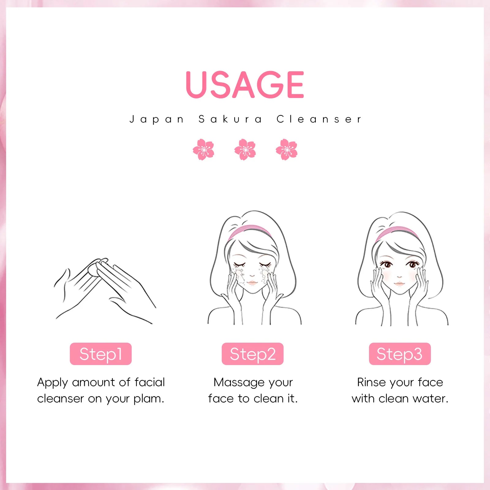 Sakura Facial Cleanser Deep Cleansing Pores Oil Control Moisturizing Brightening Face Wash Gentle For All Skin Types 50g Qme