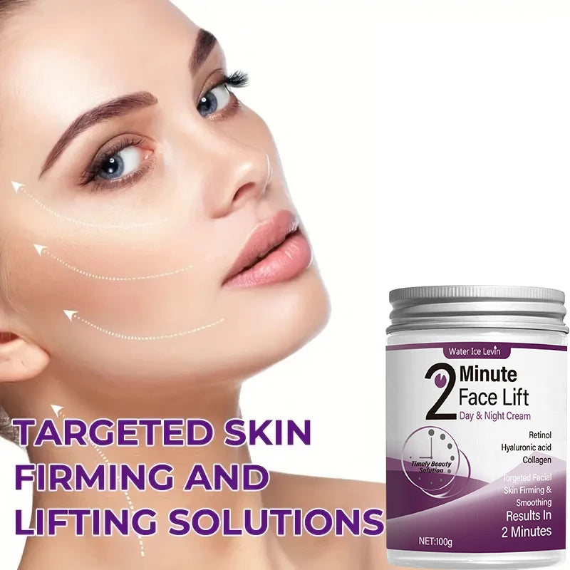2-Minute Facial Lift Day & Night Cream with Retinol, Hyaluronic Acid & Collagen - Moisturizing Lotion Suitable for All Light Skin Tones, Fragrance-Free, Absorbs in 2 Minutes Qme