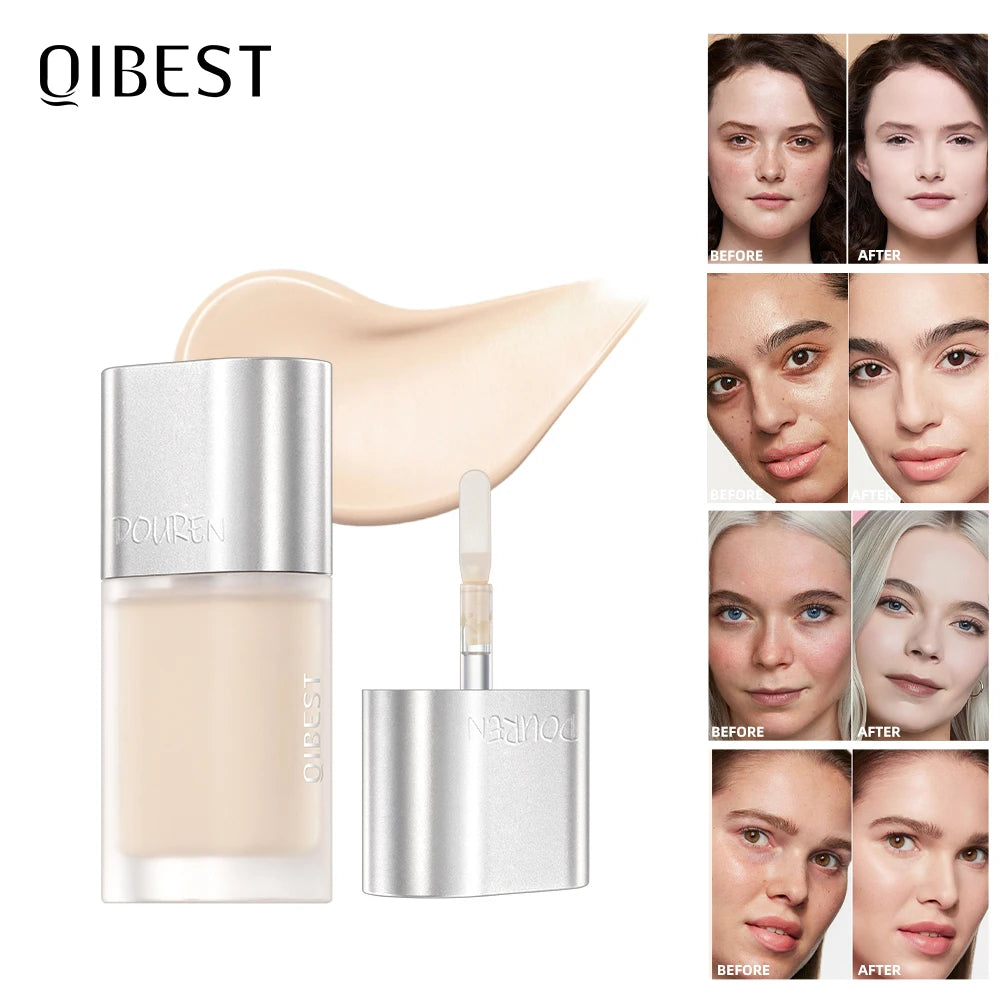 QIBEST 5ml Liquid Foundation Concealer Women Face Makeup Waterproof Oil-Control Concealer Base Cream Cover Dark Circles Cosmetic Qme