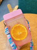 Fashion Creative Straw Plastic Water Cup Heat-resistant 3D Ice Cream Qme pink <500ml