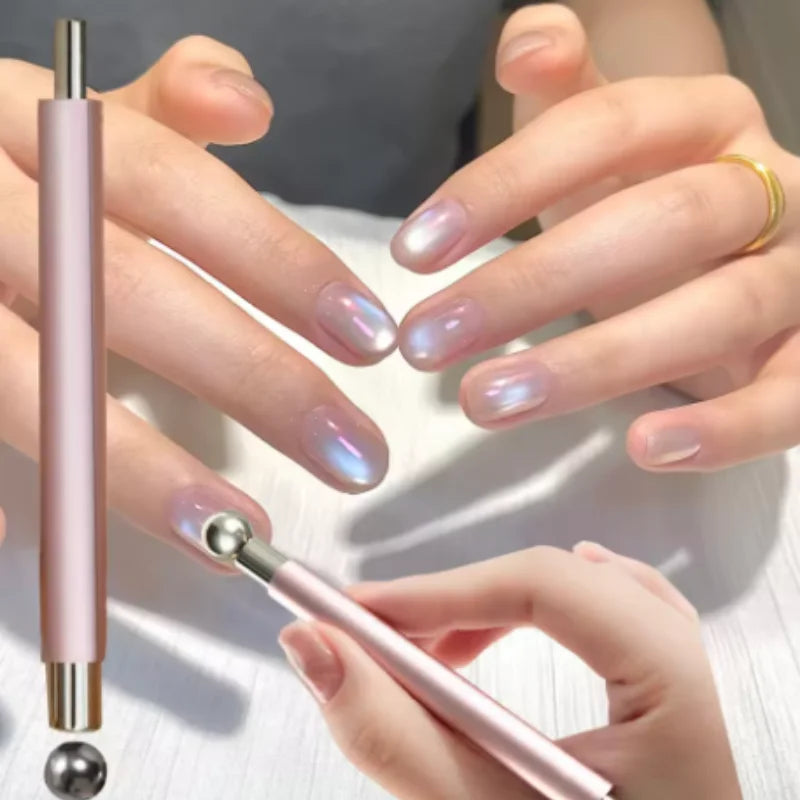 Glass Beads Special For Cat's Eye Pink Nail Magnetic Stick Newly Upgraded Nail Polish Glue Magnet Rod Double Head Magnetic Tool Qme