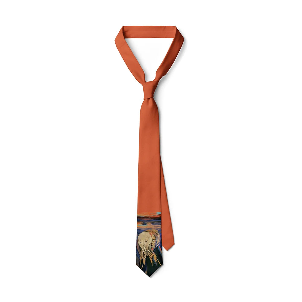 Screaming Sailing Cat Funny Tie Men's Fashion Oil Painting Business Qme type3