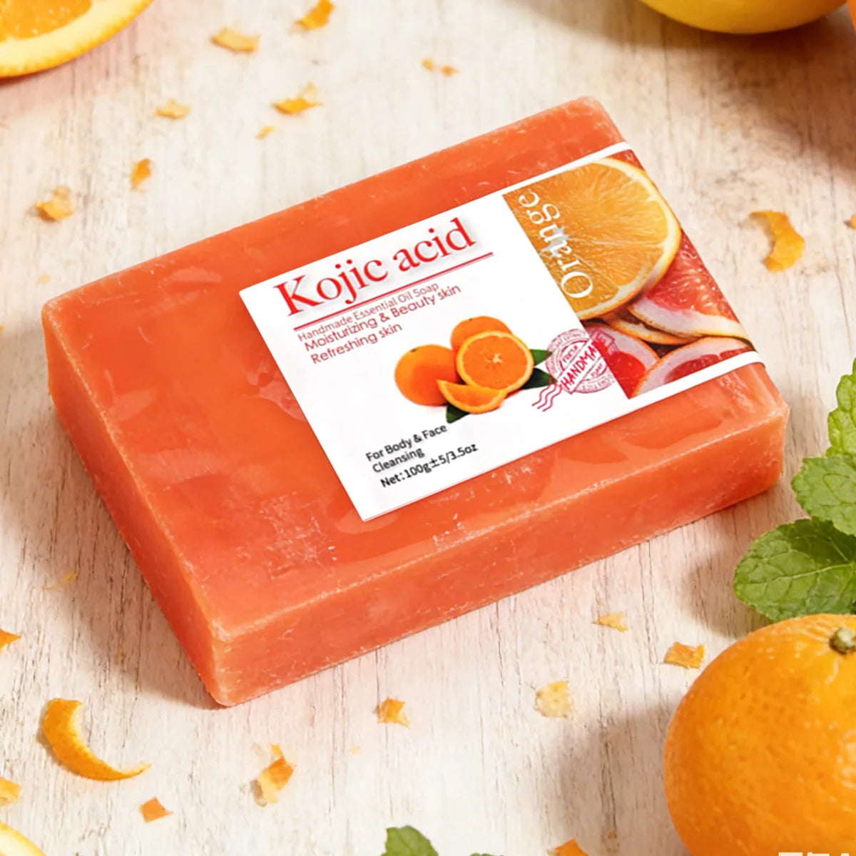 Kojic Acid Sweet Orange Handmade Essential Oil Soap Gently Cleanses Qme