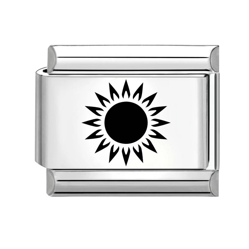 Creative Laser Engraving Taichi Eyes Sunflower Cats Birds Italian Charm Links Fit 9MM Stainless Steel Bracelet DIY Making Gift Qme Style 28