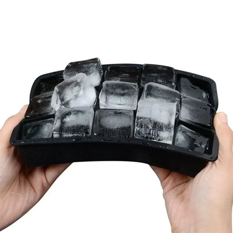 15 Grid Silicone Ice Cube Mold Big Tray Maker Non-toxic Durable Bar Qme