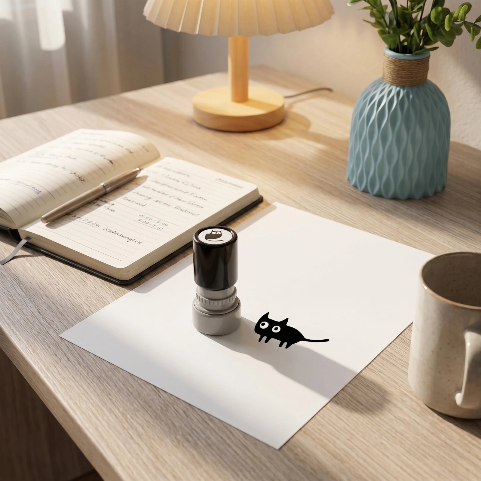 Cute Black Cat Pattern Self-Inking Stamp for Journaling Scrapbooking Planner Card Making Kids Art Projects DIY Decor Stationery Qme