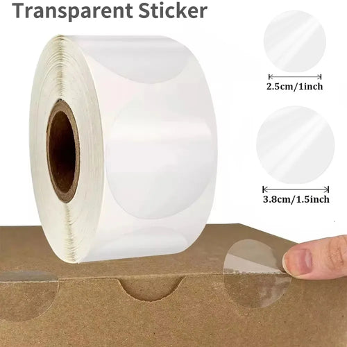 1"/1.5" Round Clear PVC Stickers Crystal Transparent Envelope Tab Sealer Retail Package Clear Seal Self Adhesive Label Sticker Qme