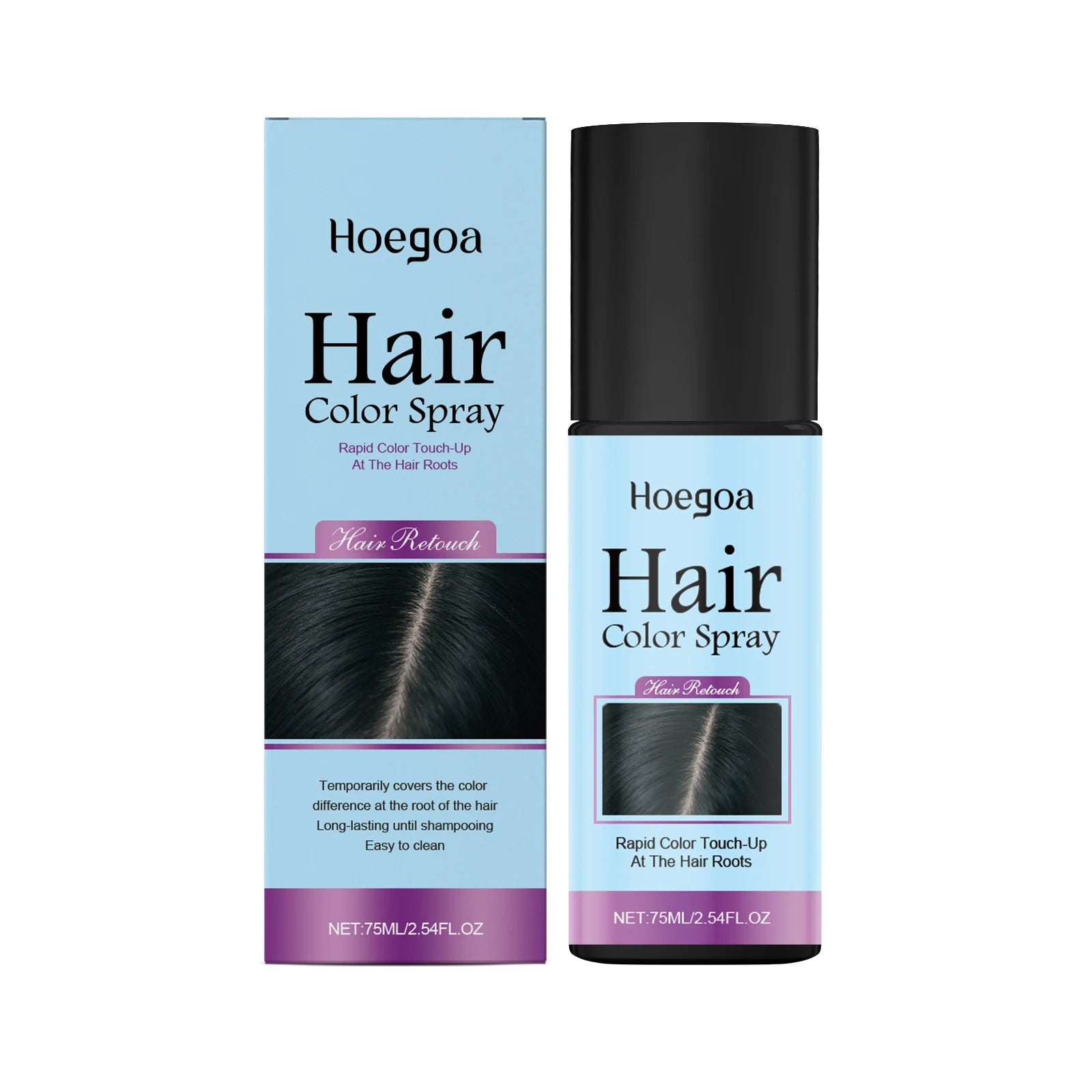 Temporary Hair Color Spray Quick Fix Hair Color Supplement Prevent Drying Cover White Hair Dye Products Hair Root Touch-Up Spray Qme 75ml Black