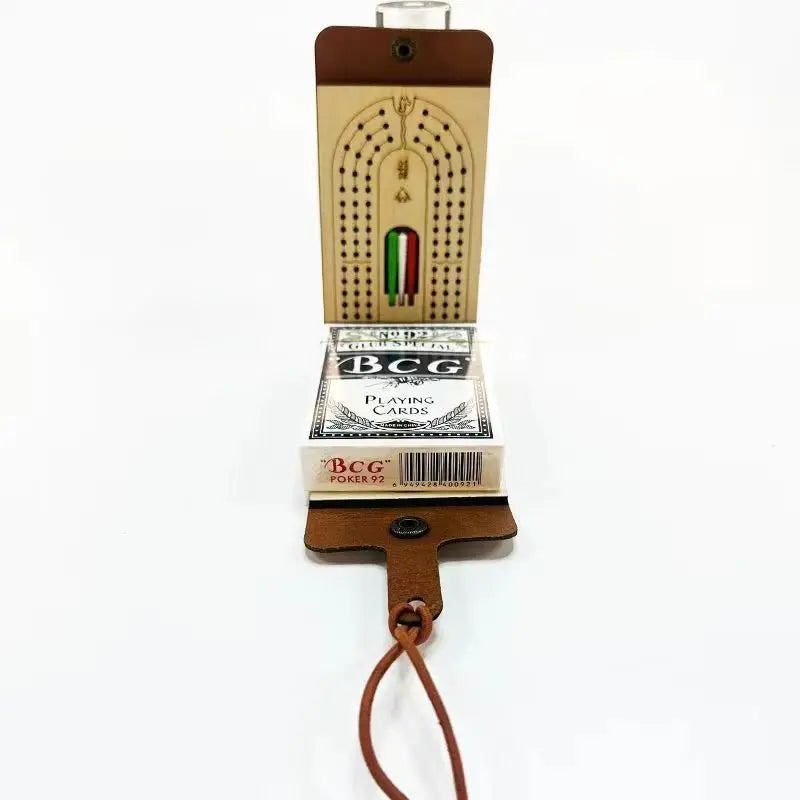 Traditional Wooden Cribbage Board Game Set with 6 Pegs and Deck of Playing Cards 2-4 Player Games for Family Game Night Travel Qme