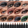 Double-head Highlighter Eyeshadow Stick Soft Brush Brown Forest Green Qme SET 08