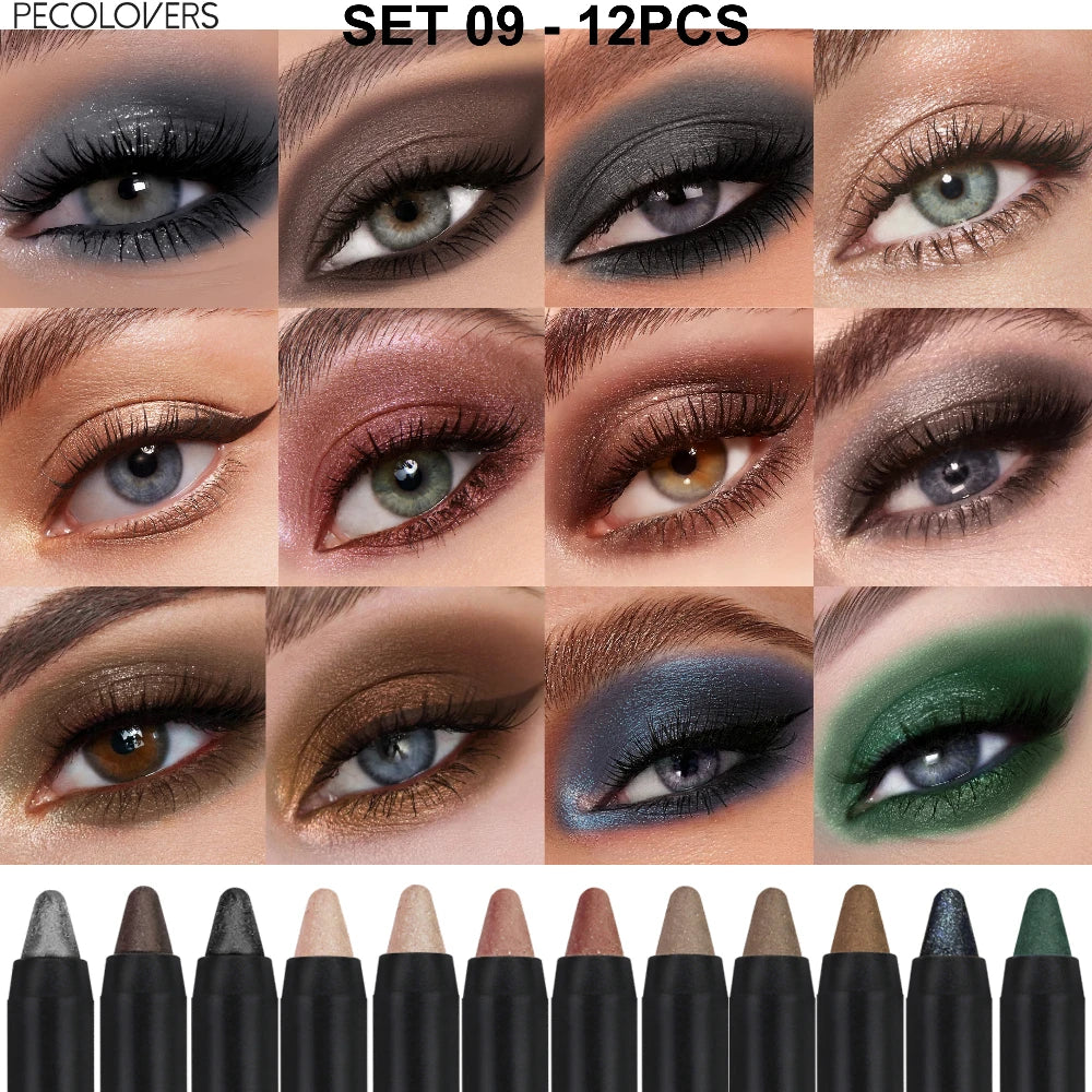 Double-head Highlighter Eyeshadow Stick Soft Brush Brown Forest Green Qme SET 08