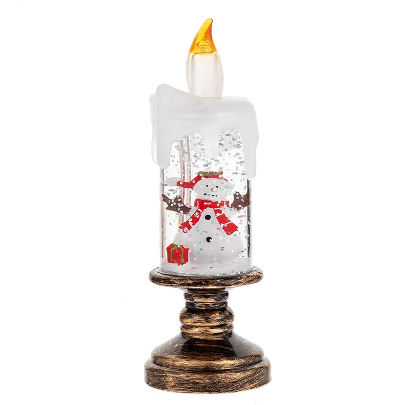 Christmas Snow Globe Lamp Cartoon Candle Light Creative Crystal Ball Qme C