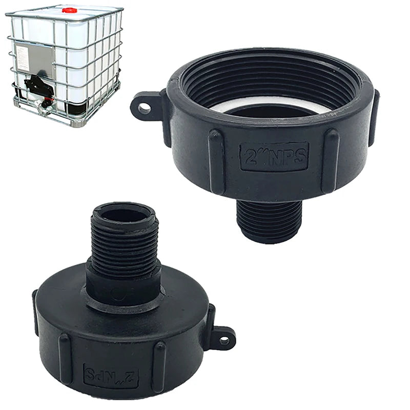 .^1Pc IBC Water Tank Reducing Adapter Durable S60 Fine Thread to 2''NPS 3/4'' Fine Thread Garden Hose Connector Adapter. Qme Black 1pc