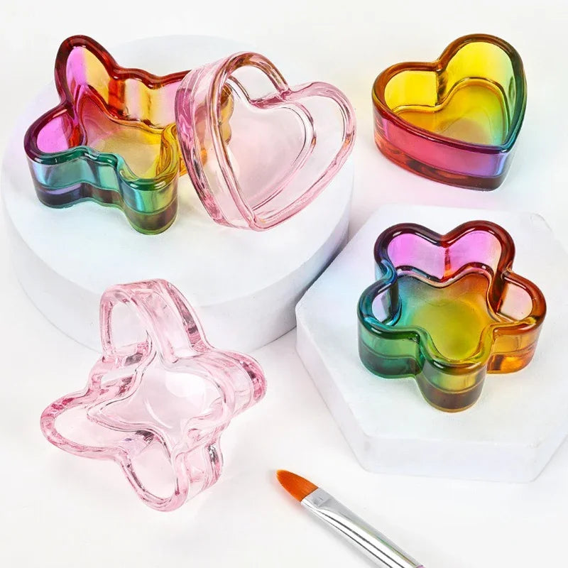 Acrylic Powder Liquid Crystal Glass Cup Aurora Colorful Cup Nail Brush Washing Mug Nail Art Tools Liquid Powders for Mixing Bowl Qme