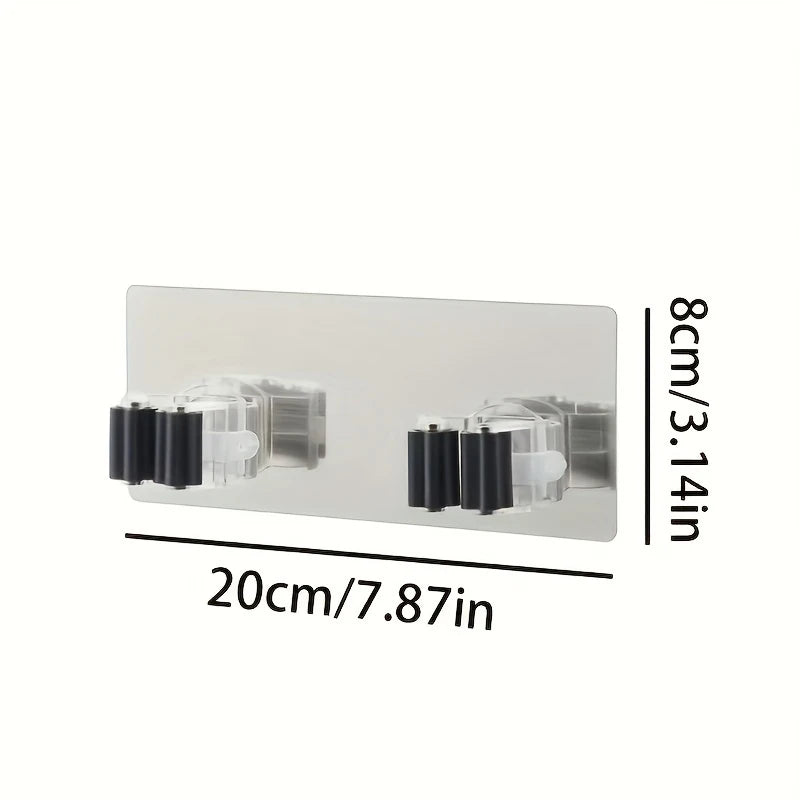 1 Non Perforated Traceless Mop Hanger Broom Hook Clip Holder Qme