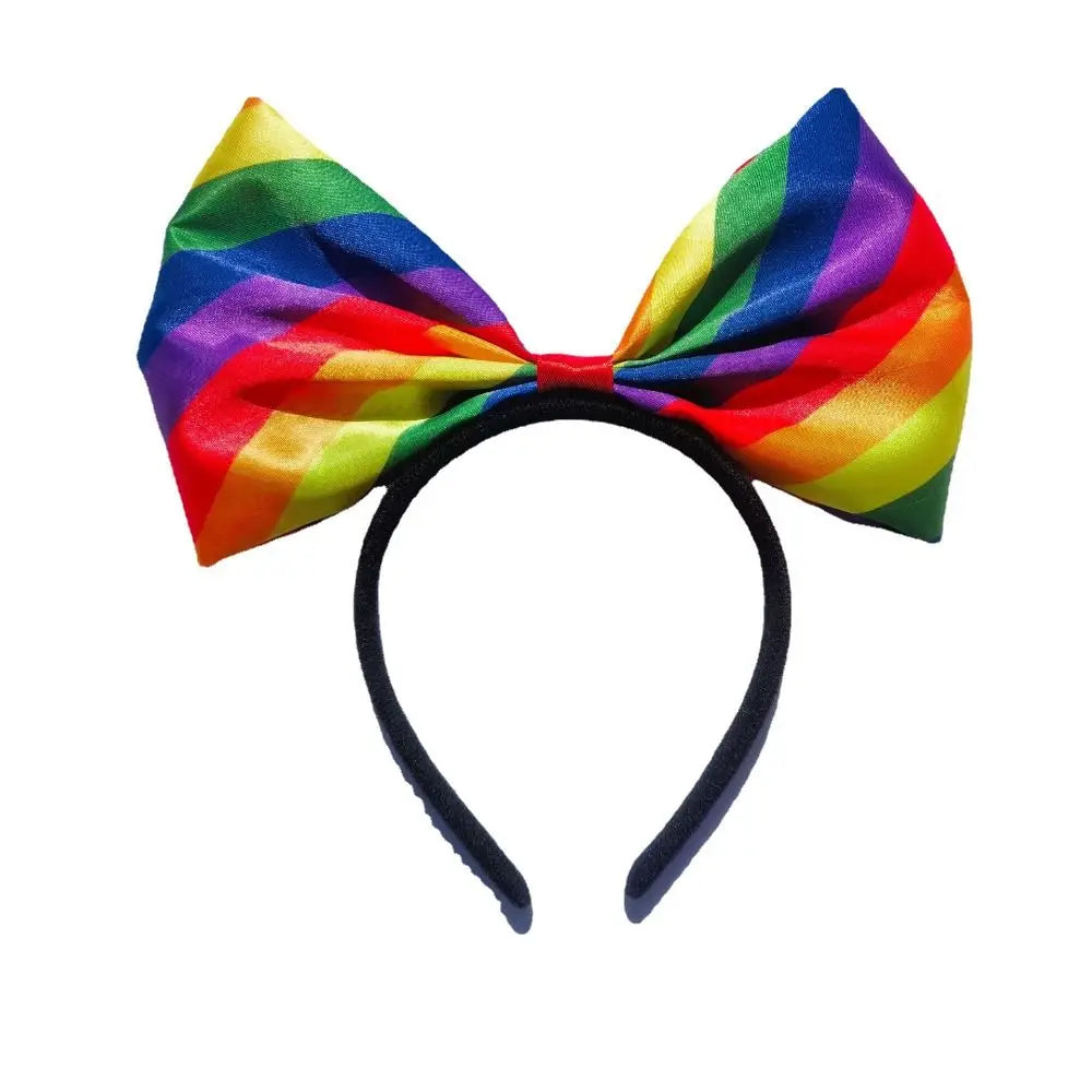 Colorful Rainbow Bowknot Hair Hoop Fabric Art Beautiful Bow Headband Qme Rainbow