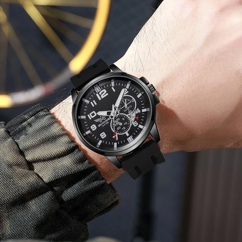 6pcs - Casual Fashion Business Silicone Scale Calendar Men's Youth Quartz Watch Men's Watch Set Student Quartz Watch Qme