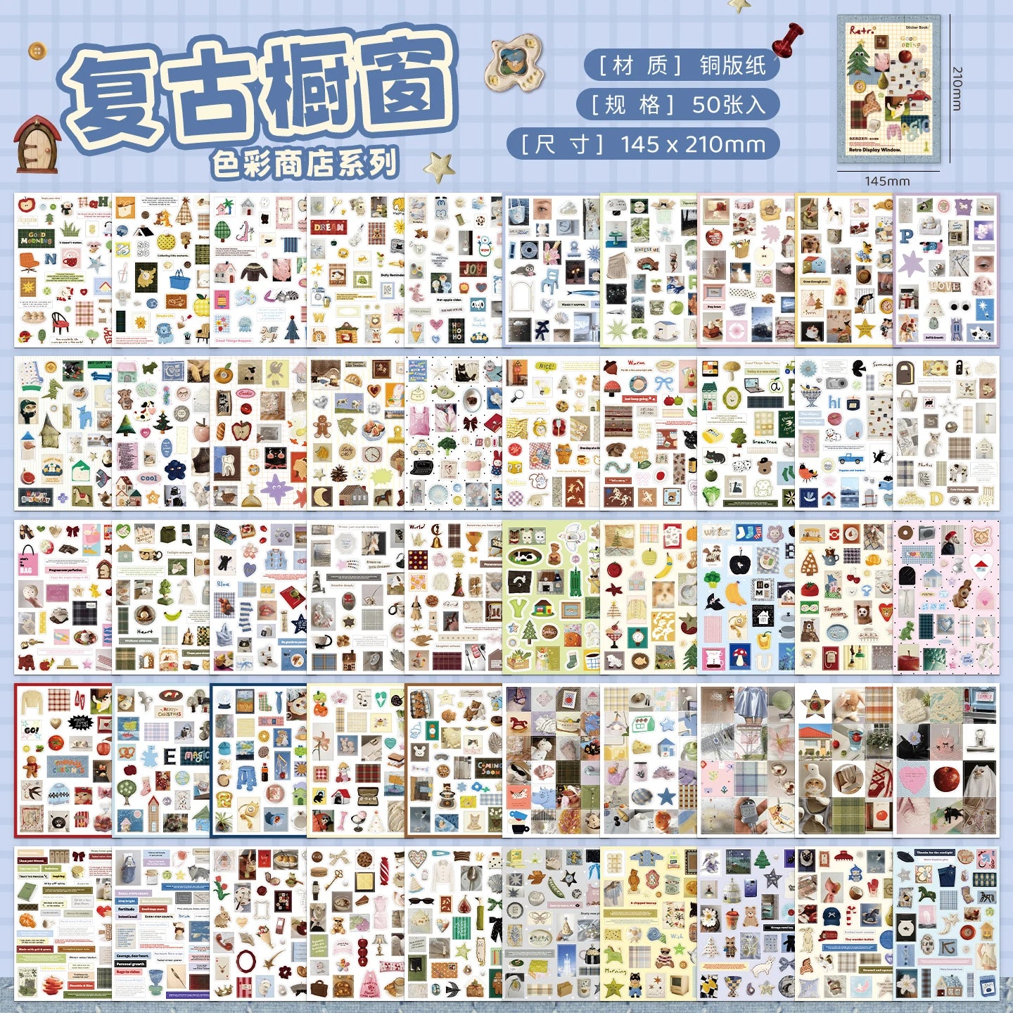 50 Sheets PET Die cut Stickers book Cute Cartoon Decorative handmade Scrapbooking Stickers Diary Japanese Stationery Supplies Qme A
