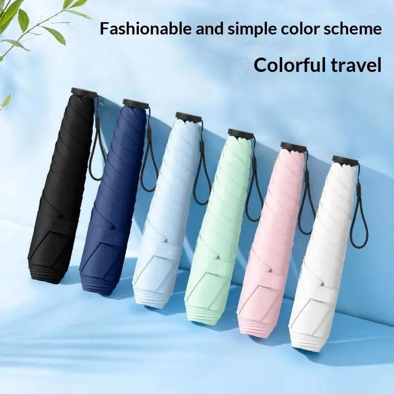 2 In 1 Sun Protection Ultra Light Pencil Umbrella Portable Folding UV Block Travel Umbrella Mini Pocket Rain Umbrella For Women Qme